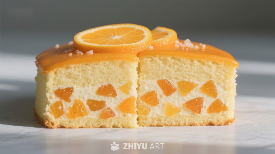 橙香奶油蛋糕切片