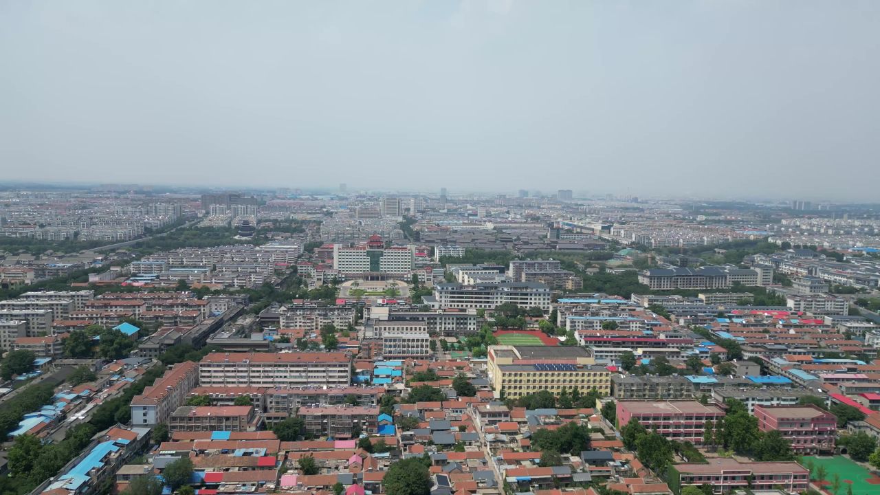 航拍山东潍坊青州城市风光
