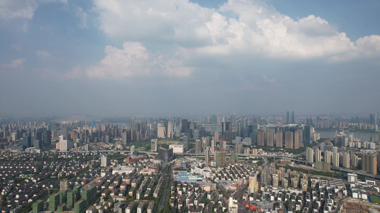 浙江杭州城市风光地标建筑航拍