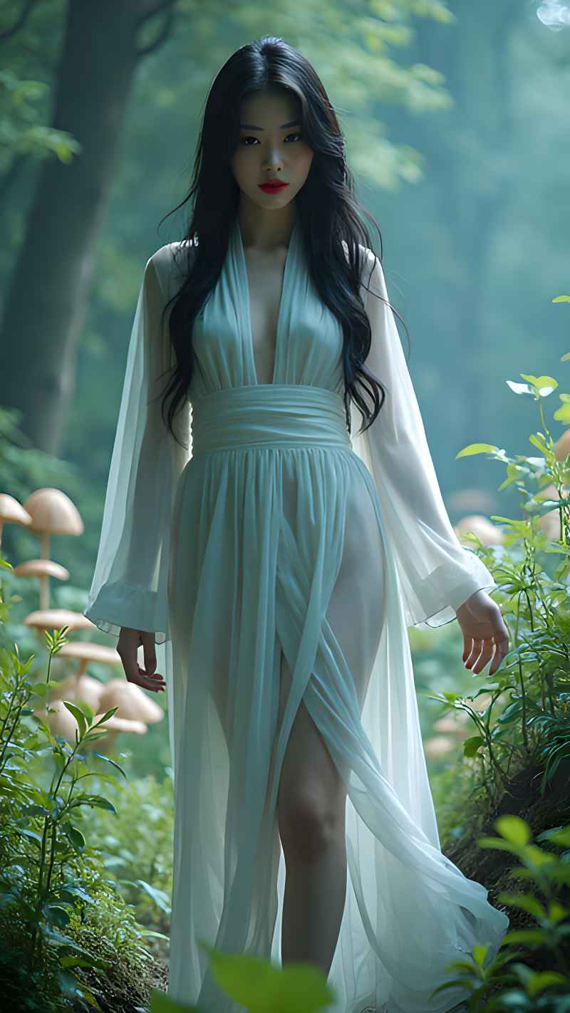 森林户外白色系列性感美女造型 3