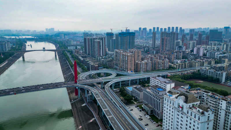 湖北宜昌城市风光航拍摄影图