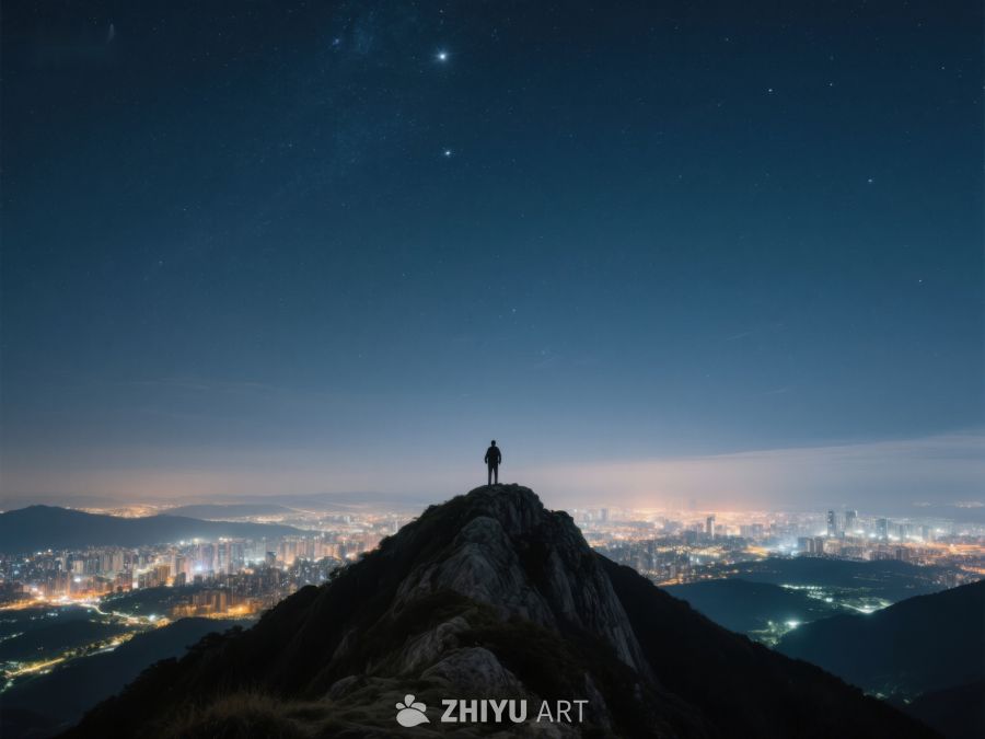夜空下山顶俯瞰城市 404