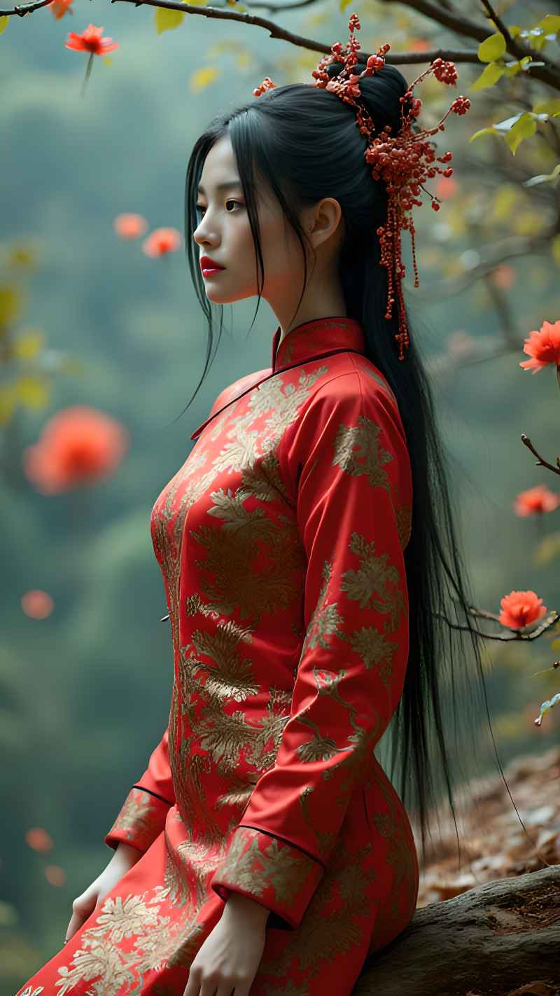 红色女子户外拍摄系列高清艺术视觉 34