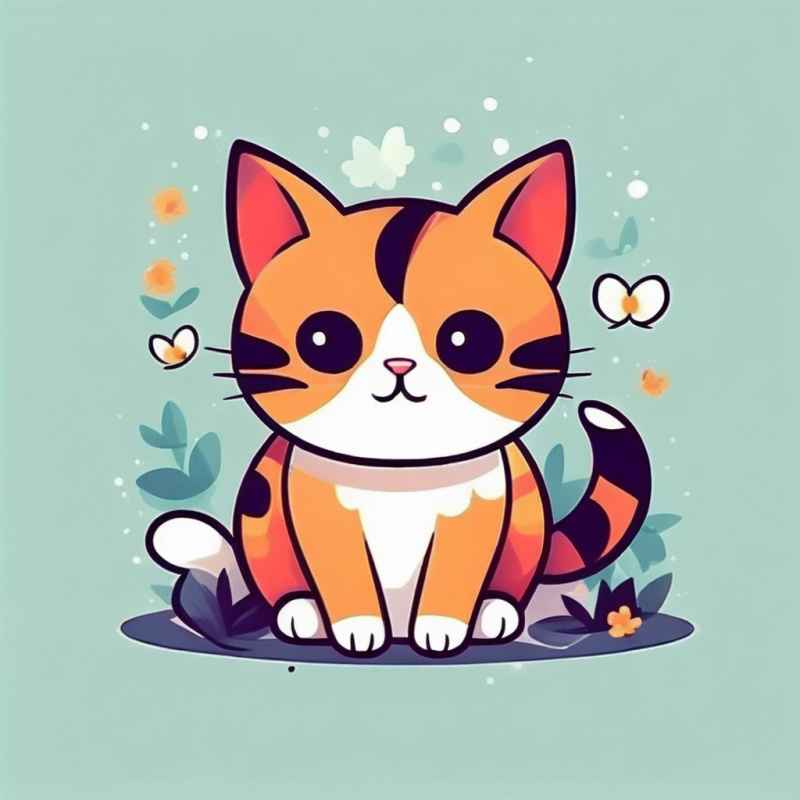 小花猫唯美插画 39