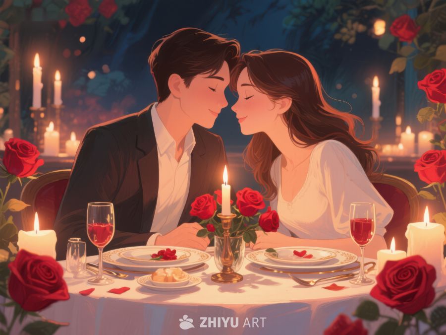 浪漫烛光晚餐情侣对视 453