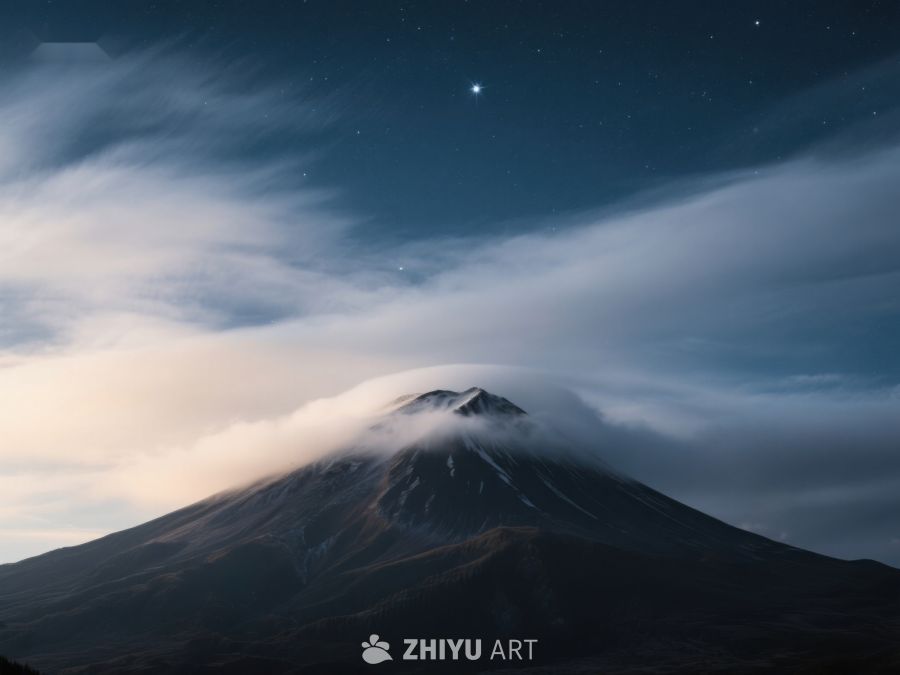 夜幕下的雪山与星空 520