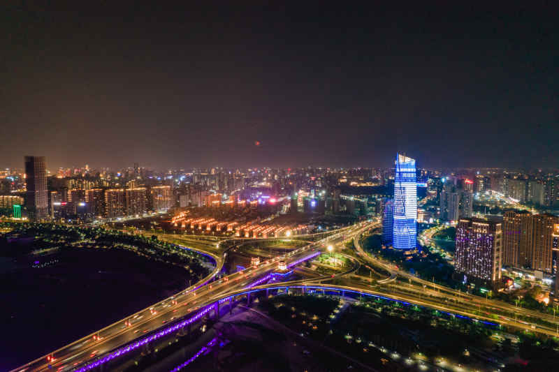 江西南昌朝阳大桥立交桥夜景