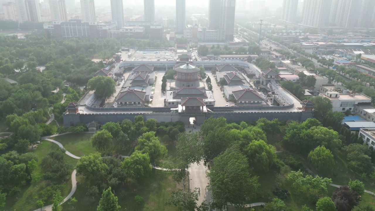河北邯郸城市风光地标建筑航拍 