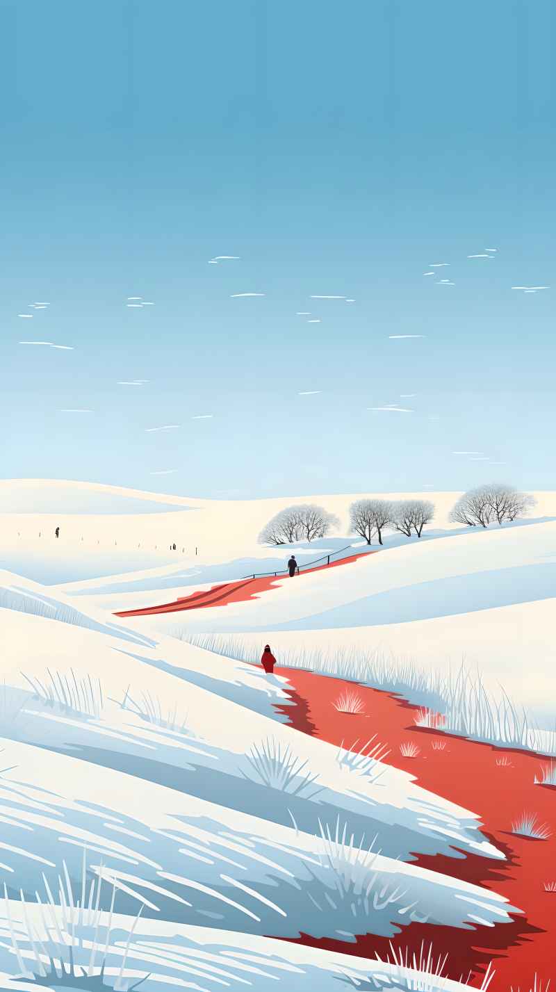 冬季唯美雪景创业插画 122