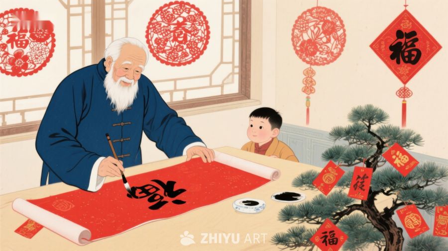 祖孙共写春联，喜迎新春佳节 153