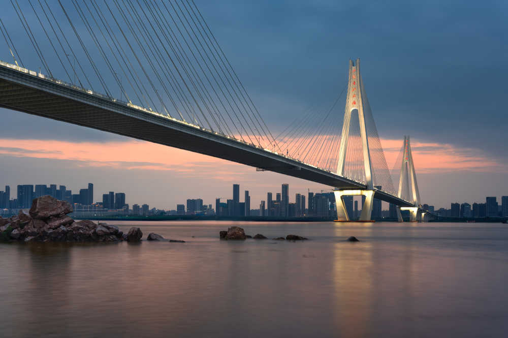 武汉二七长江大桥晚霞夜景