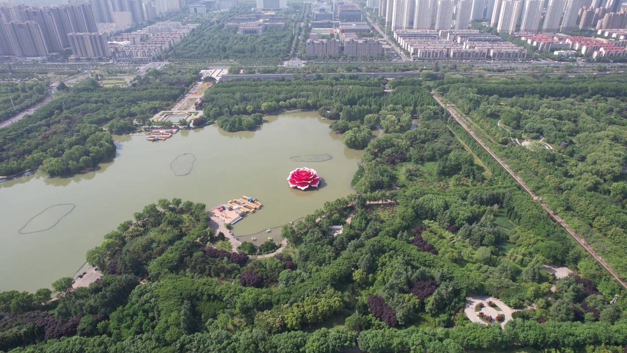 河南洛阳隋唐城遗址植物园航拍