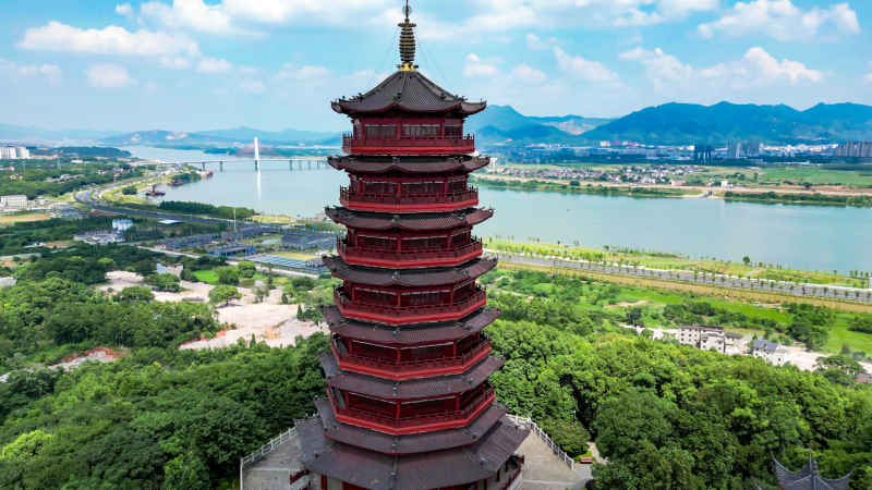 江西吉安城市风光旅游景区航拍图