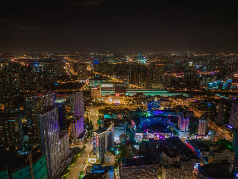 航拍 江苏 无锡 城市 夜景