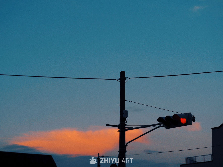 红绿灯夕阳