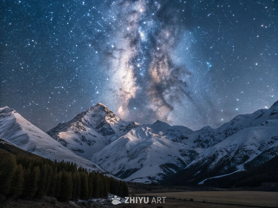 星河映雪山
