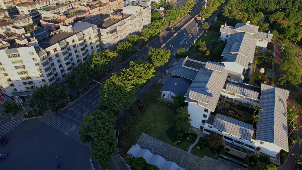 航拍福州长乐冰心公园