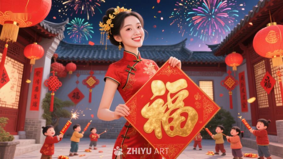 新春佳节，福字迎门 981