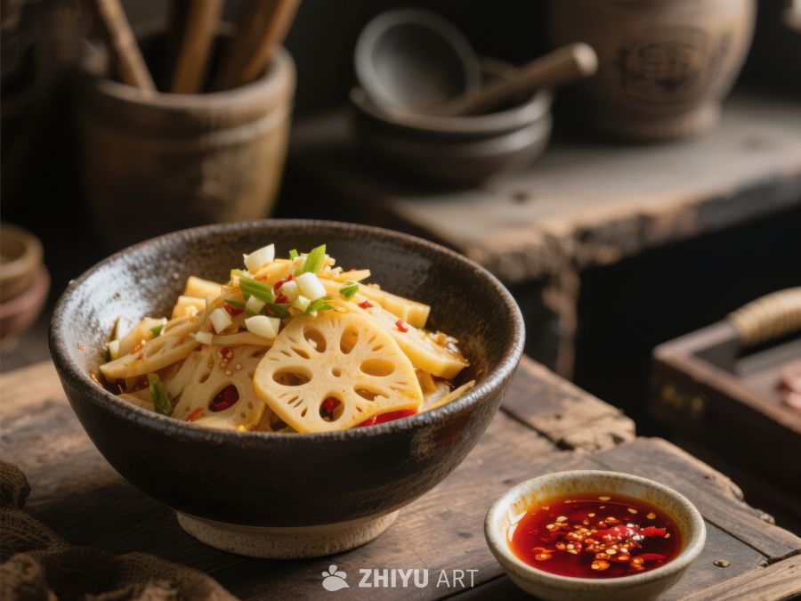 莲藕拌菜，传统中式美食 786
