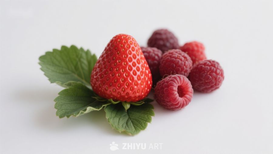 新鲜草莓与覆盆子特写 546