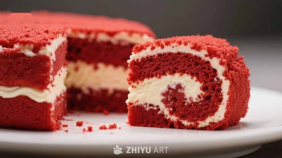 红丝绒蛋糕切片展示