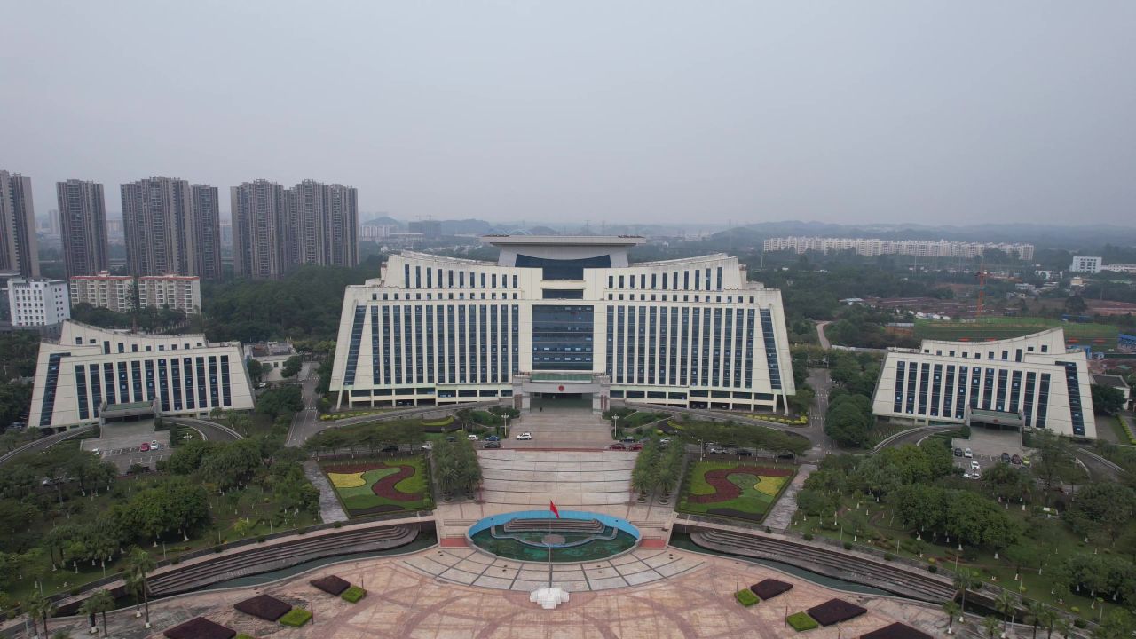 广西钦州市政府大楼航拍