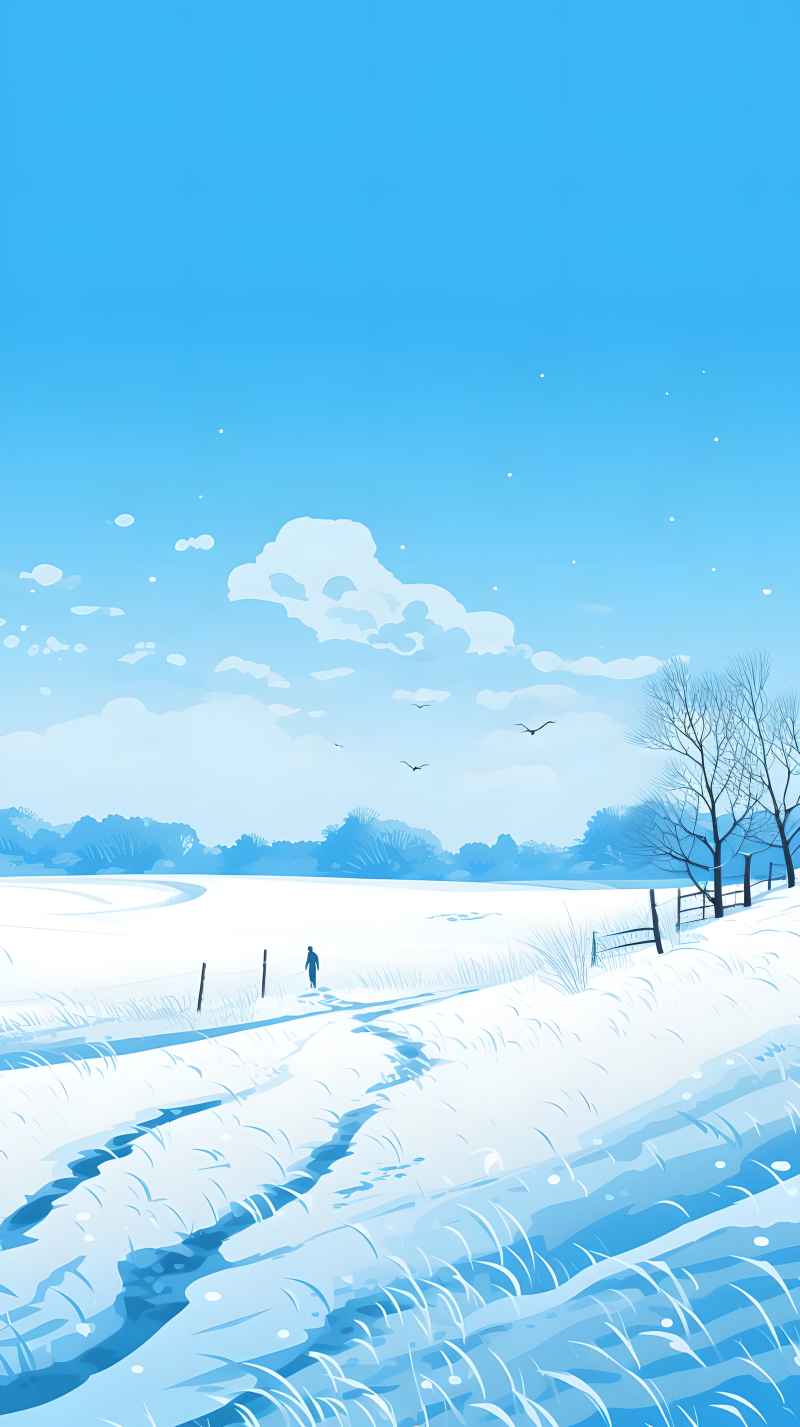冬季唯美雪景创业插画 107