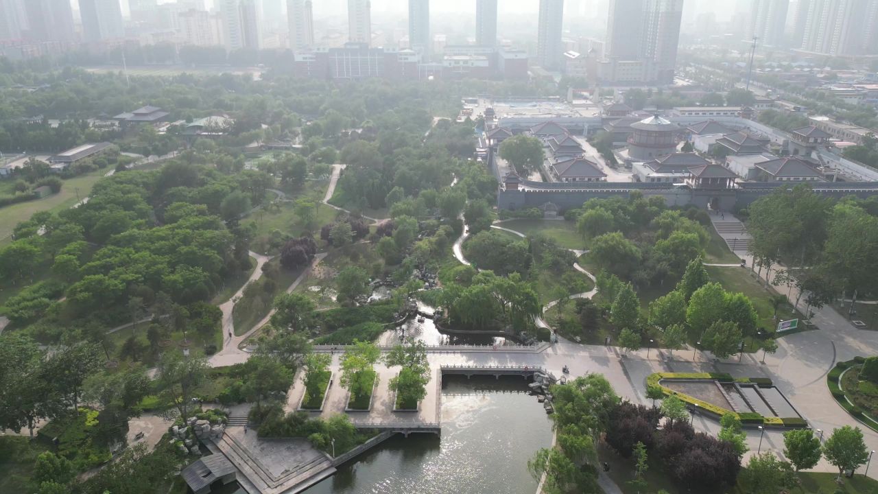 河北邯郸城市风光地标建筑航拍 