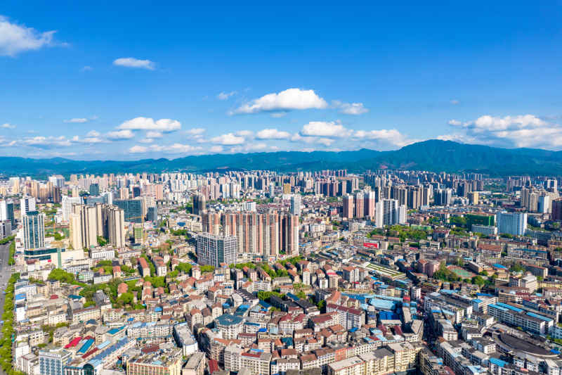 湖南湘西怀化城市风光航拍