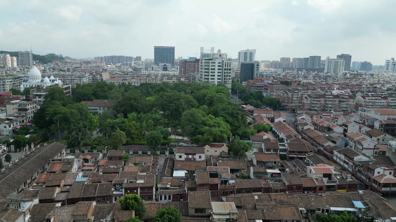 航拍福建漳州古城文庙