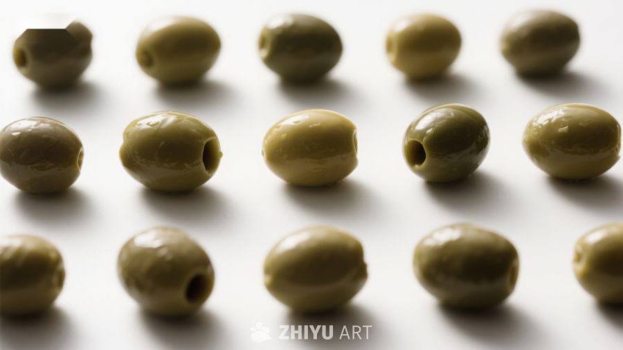 排列整齐的绿色橄榄