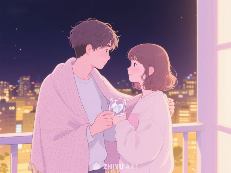 夜景下情侣温馨对饮 1015