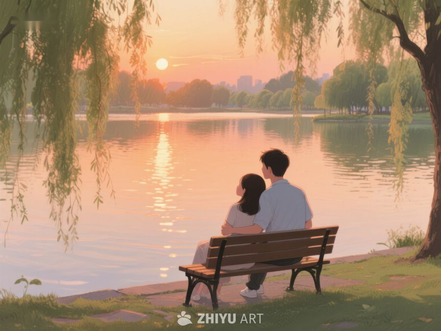 湖畔黄昏，情侣静享时光 279