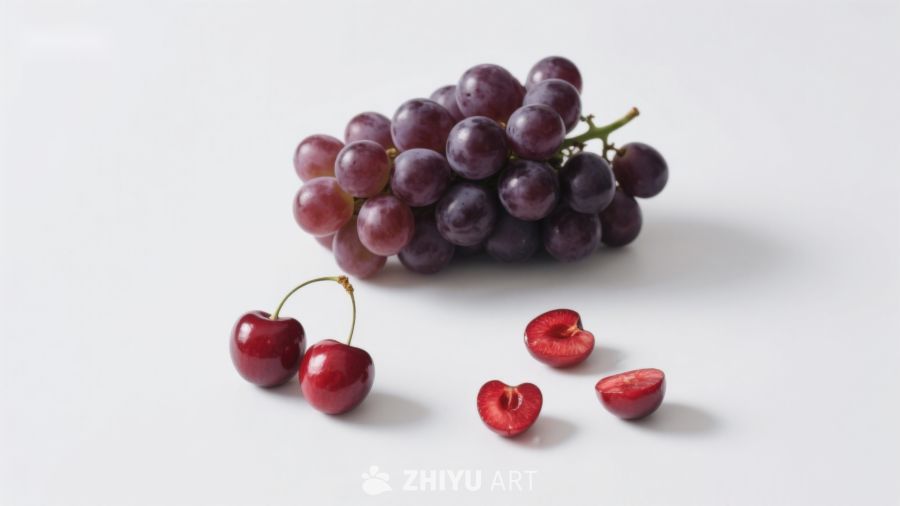 葡萄与樱桃的静物组合 334