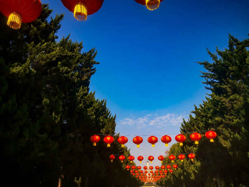 过年城市喜庆红灯笼中国年装饰摄影图 