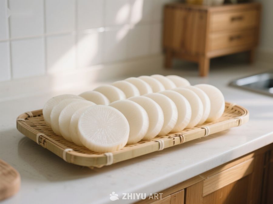 竹篮上的圆形白馒头 604