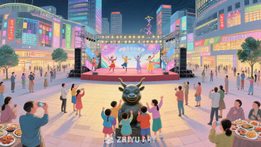 城市夜景中的节日庆典 13