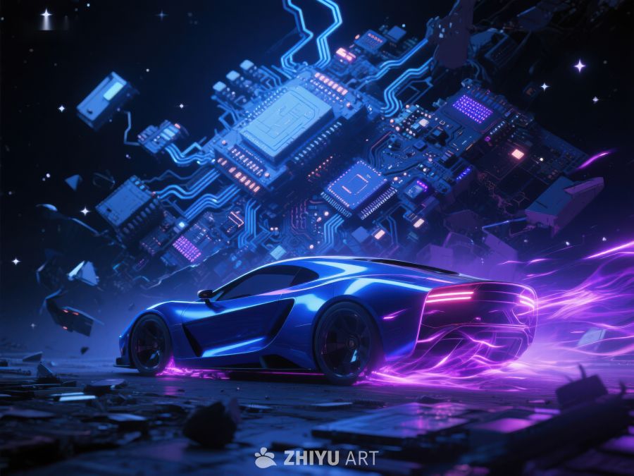 未来科技赛车与电路板 378