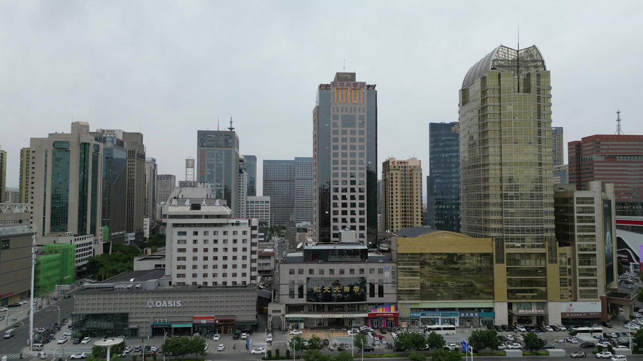 河北石家庄城市风光航拍 