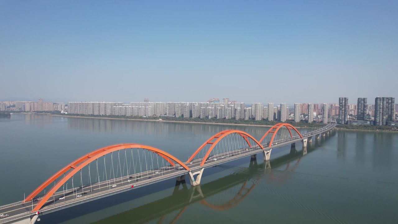 湖南长沙湘江福元路大桥航拍