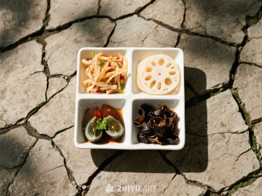 四格盘中的多样食材 1403