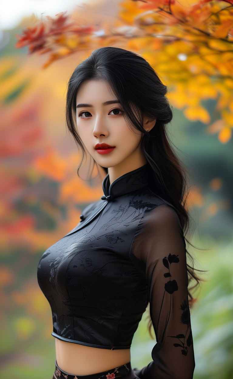 秋天美女户外摄影图 5
