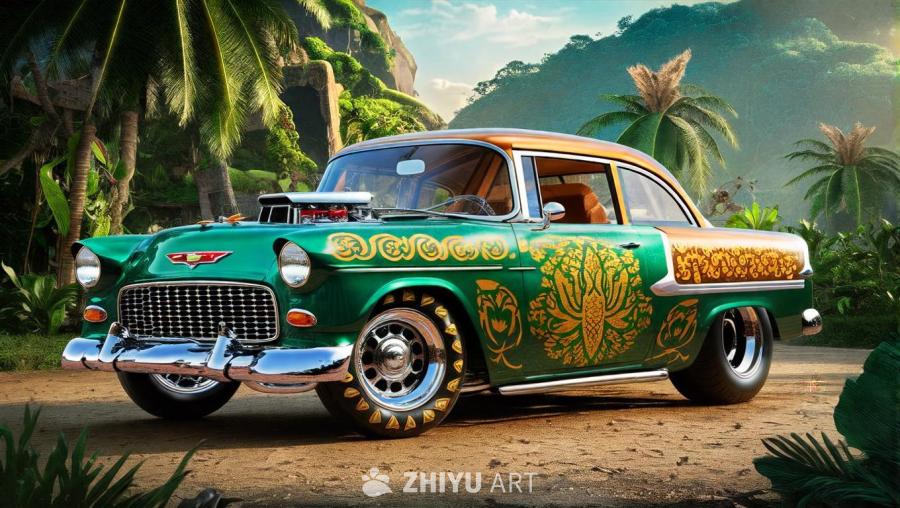 一辆1955年款的雪佛兰Bel Air Gasse