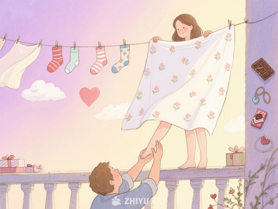 阳台晾衣，温馨互动 1014