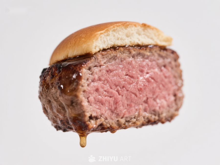 多汁汉堡肉饼特写