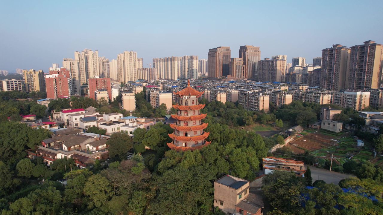 湖南湘潭城市万峰塔航拍