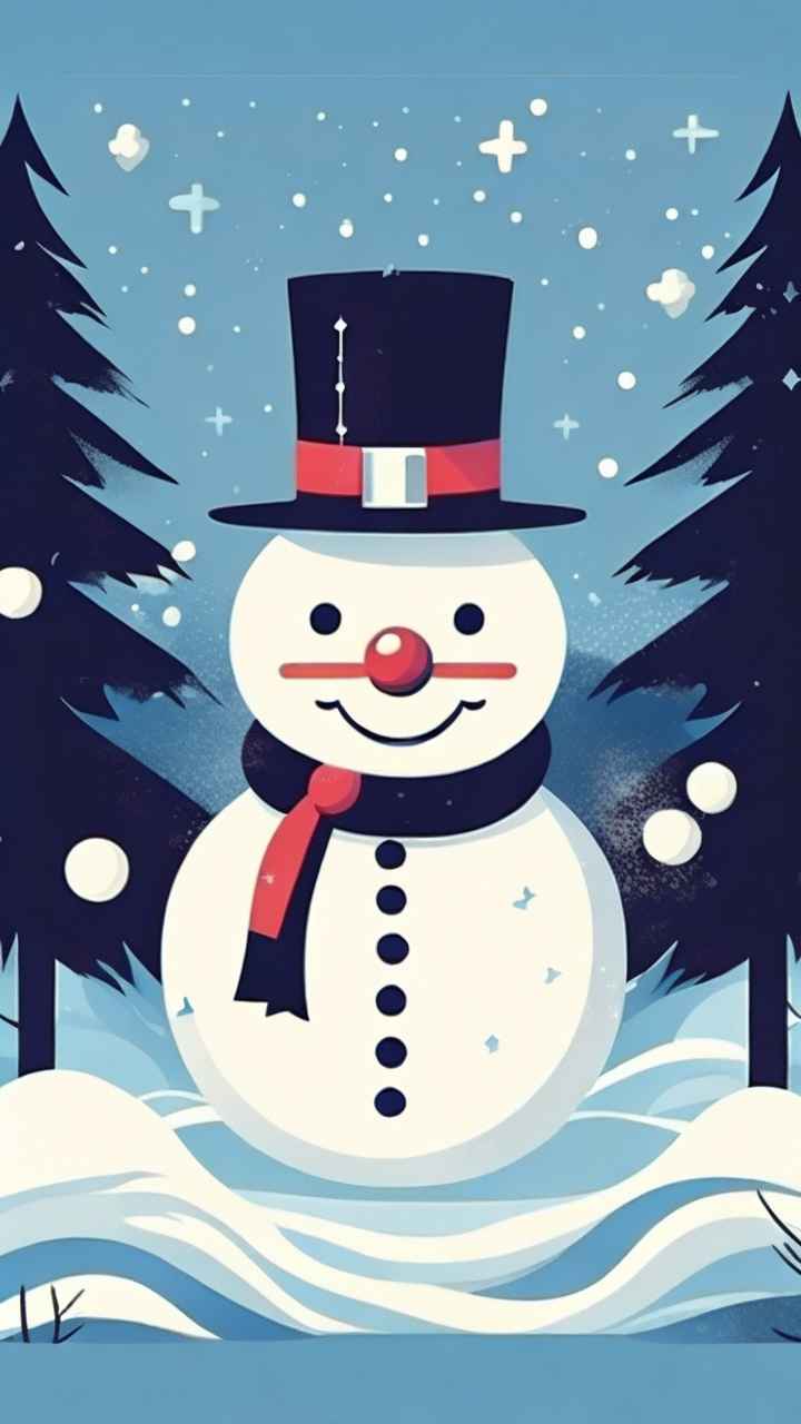 冬季插画雪人堆 31