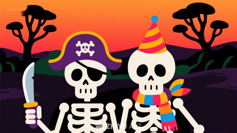 骷髅海盗与派对伙伴