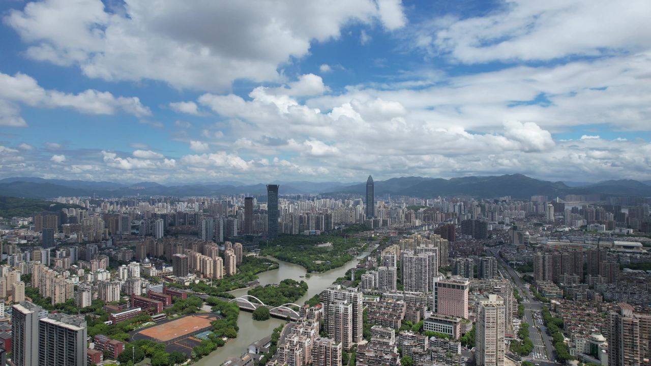浙江温州城市风光航拍 