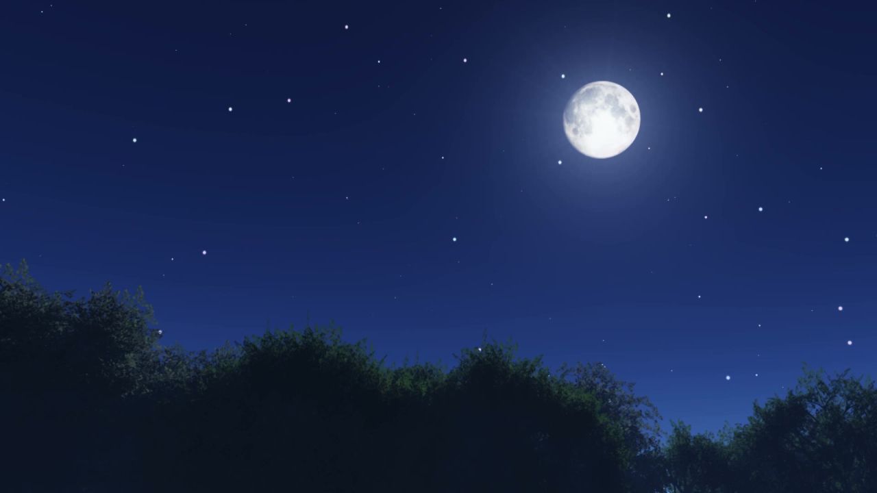 唯美大海上升月亮白月光蓝色夜空圆月明月大屏幕舞台LED视频  184